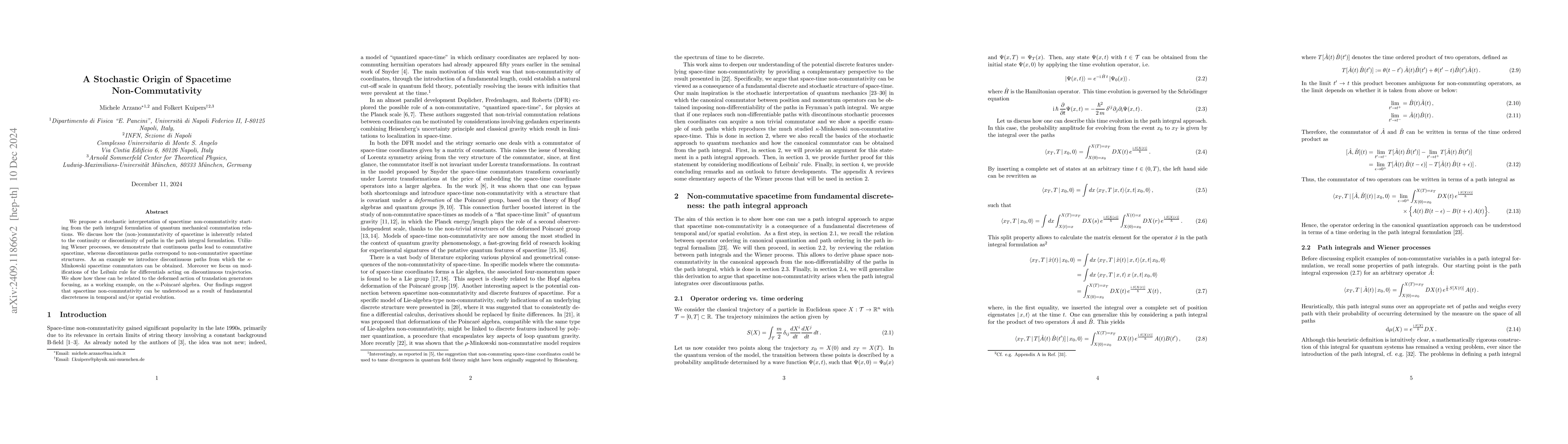Thumbnail for A Stochastic Origin of Spacetime Non-Commutativity