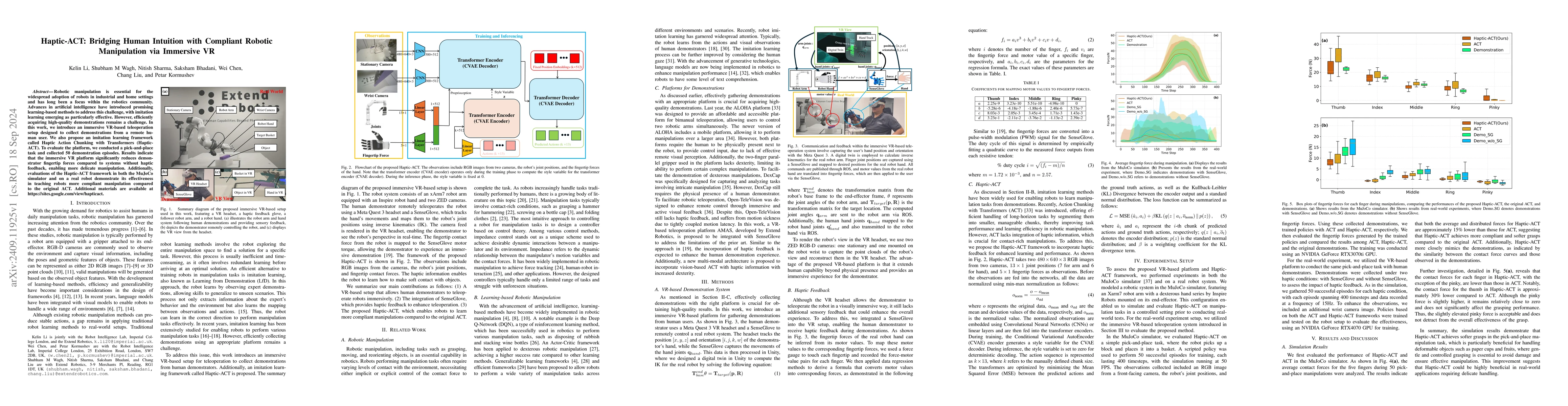 Thumbnail for Haptic-ACT: Bridging Human Intuition with Compliant Robotic Manipulation
  via Immersive VR