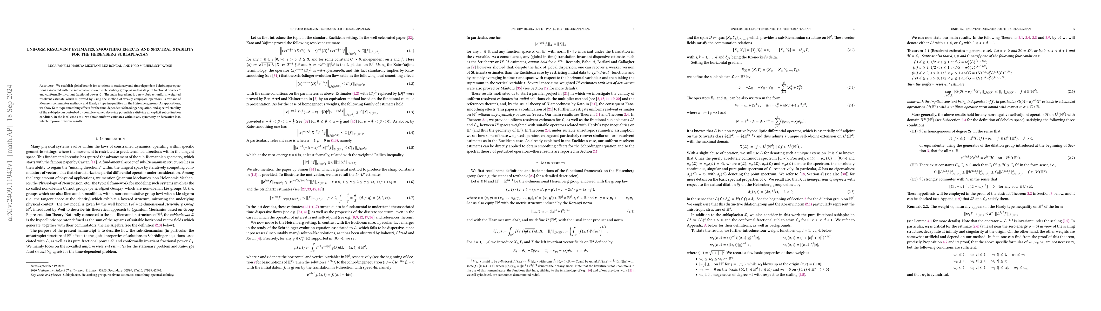 Thumbnail for Uniform resolvent estimates, smoothing effects and spectral stability
  for the Heisenberg sublaplacian