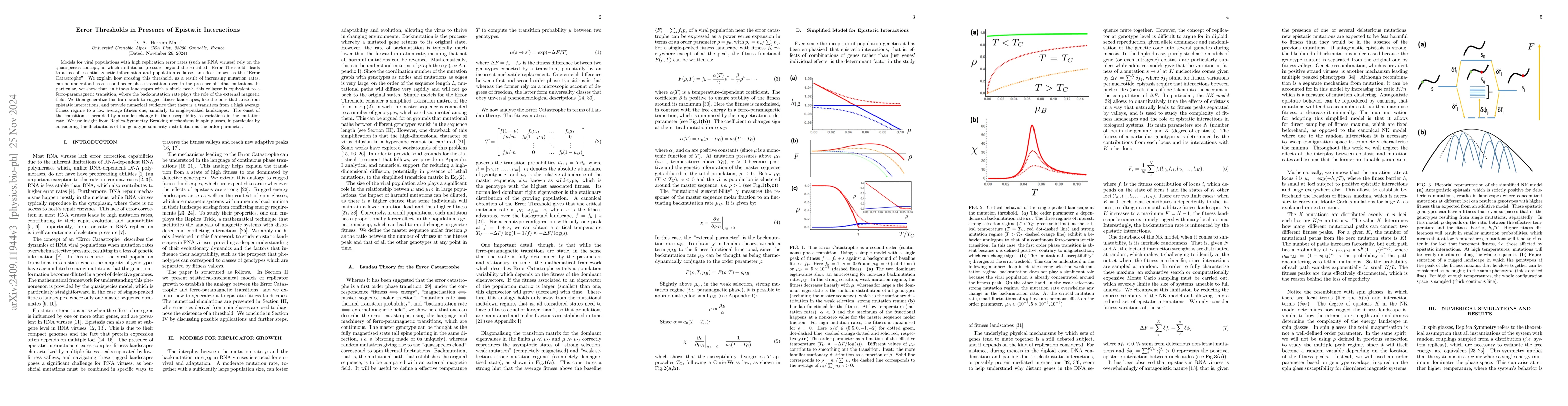 Thumbnail for Error Thresholds in Presence of Epistatic Interactions