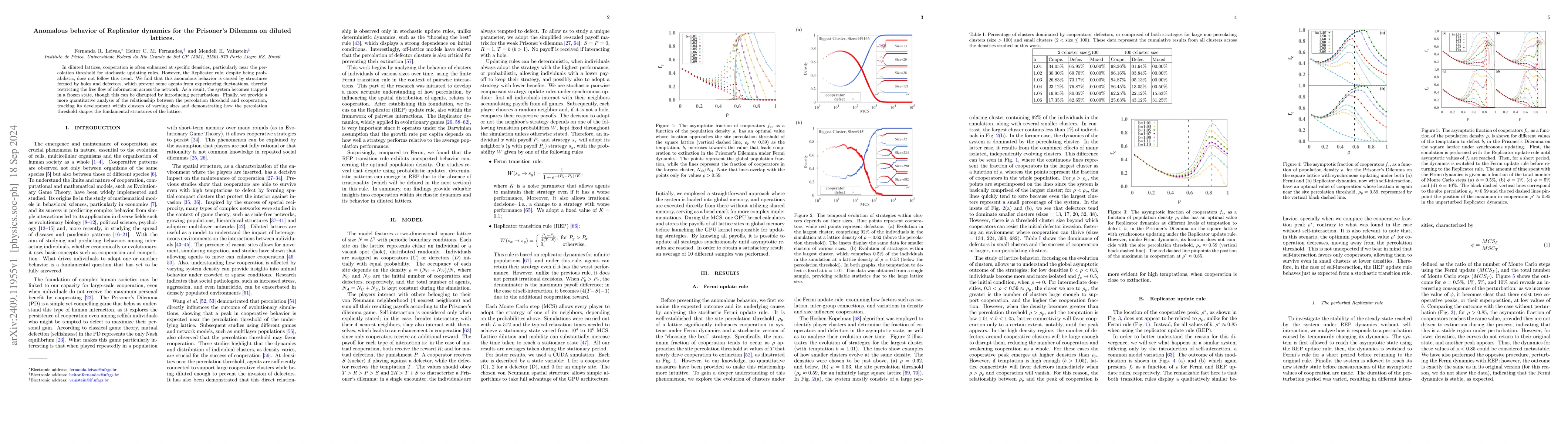 Thumbnail for Anomalous behavior of Replicator dynamics for the Prisoner's Dilemma on
  diluted lattices