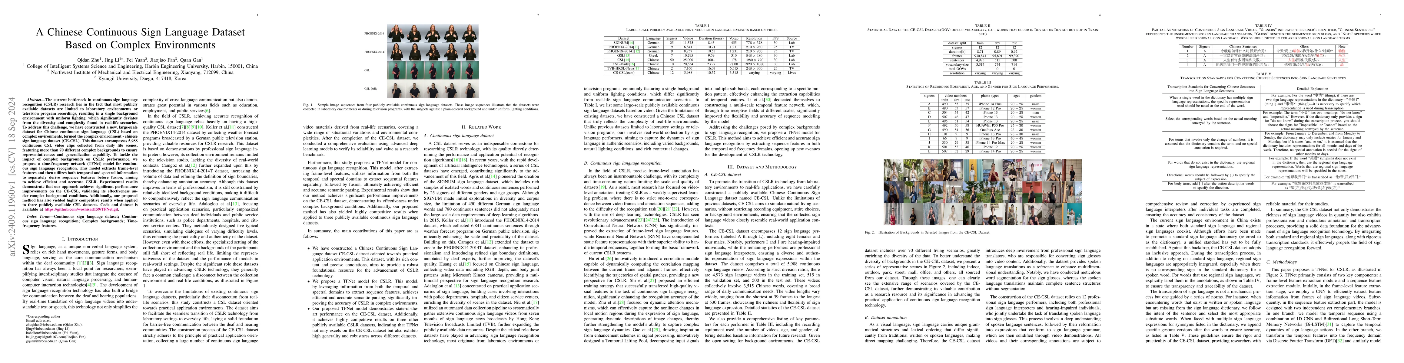 Thumbnail for A Chinese Continuous Sign Language Dataset Based on Complex Environments