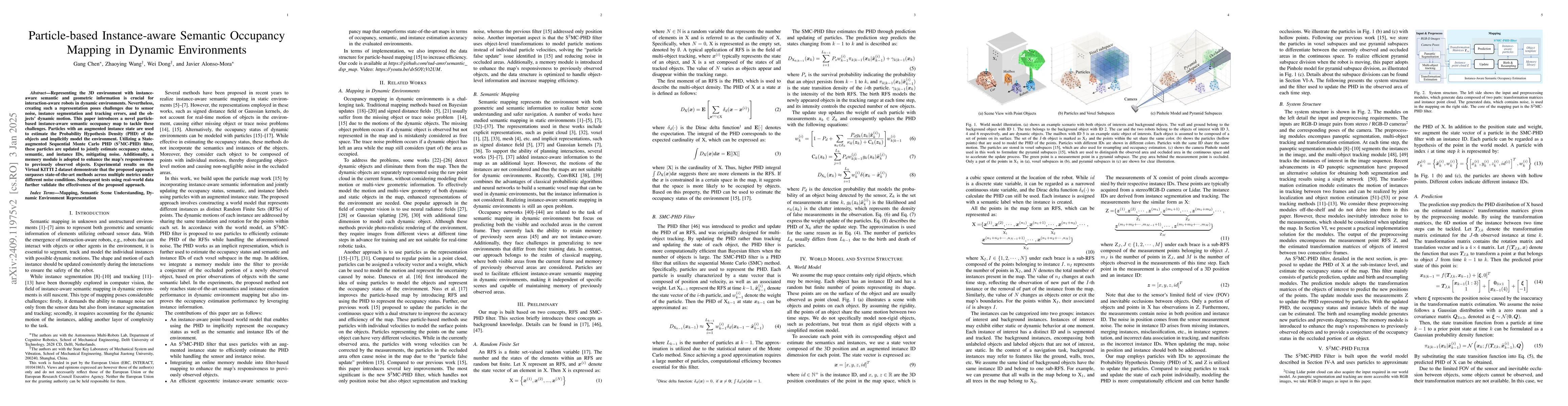 Thumbnail for Particle-based Instance-aware Semantic Occupancy Mapping in Dynamic
  Environments