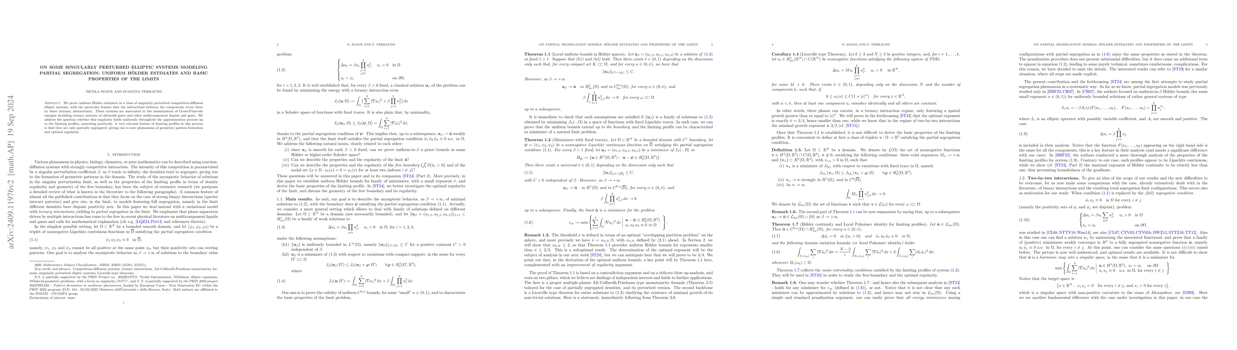 Thumbnail for On some singularly perturbed elliptic systems modeling partial
  segregation: uniform Hölder estimates and basic properties of the limits