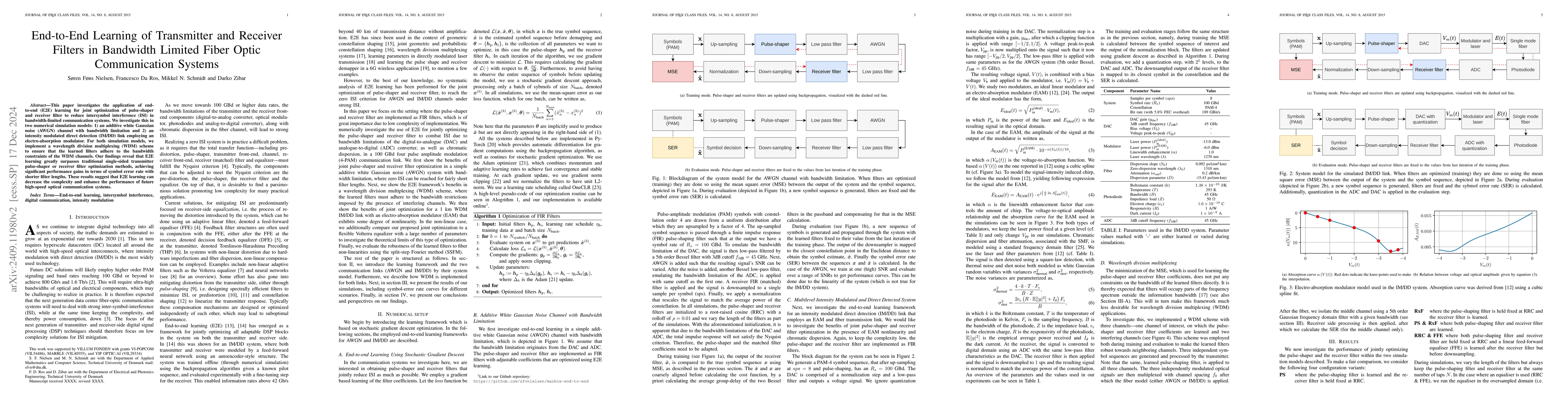 Thumbnail for End-to-End Learning of Transmitter and Receiver Filters in Bandwidth
  Limited Fiber Optic Communication Systems