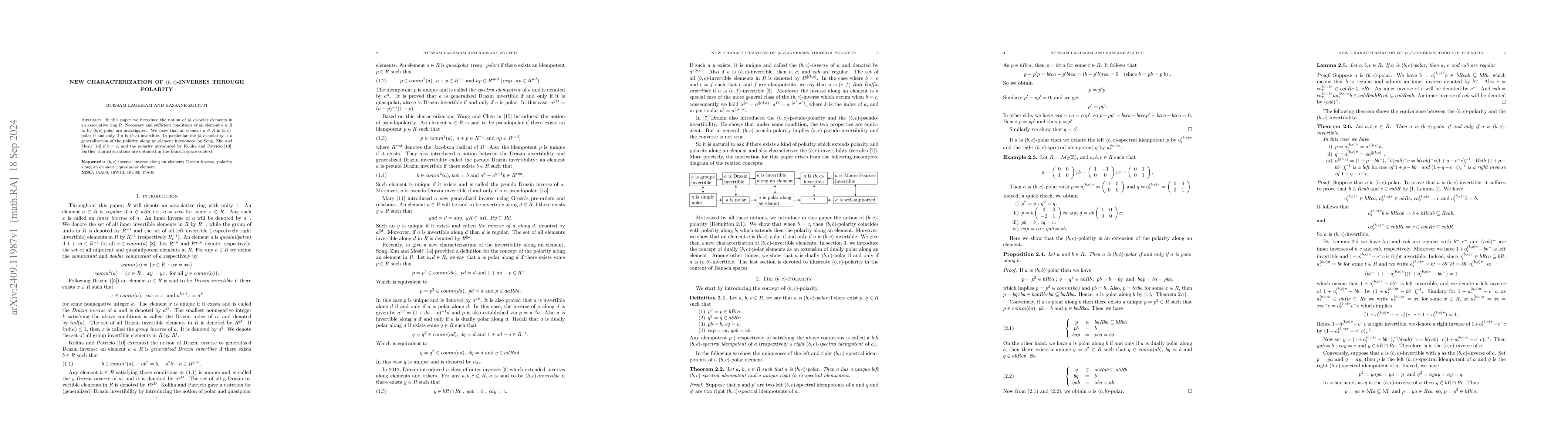 Thumbnail for New characterization of $(b,c)$-inverses through polarity