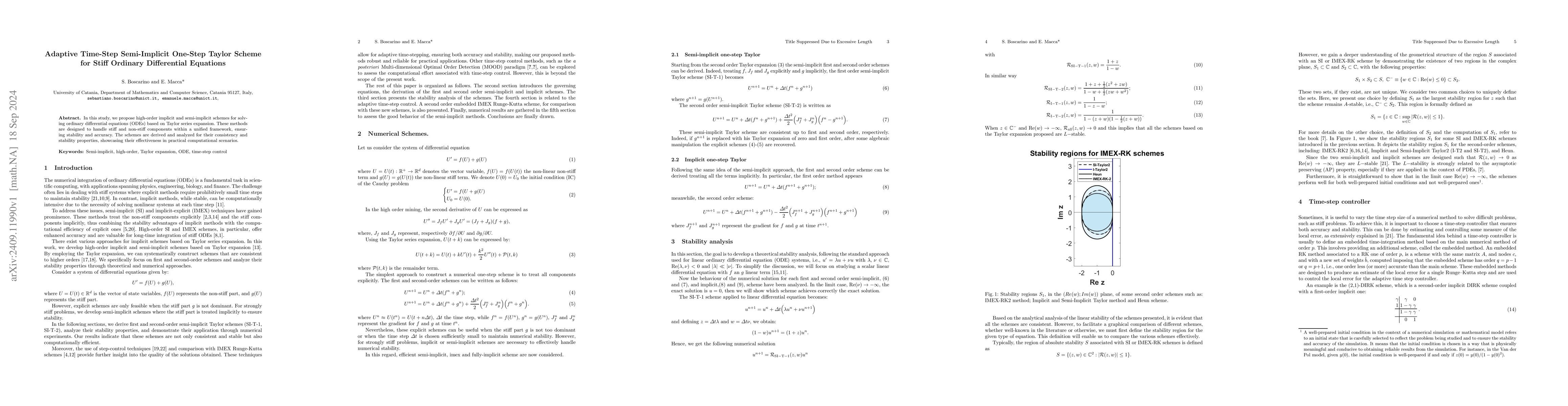 Thumbnail for Adaptive Time-Step Semi-Implicit One-Step Taylor Scheme for Stiff
  Ordinary Differential Equations