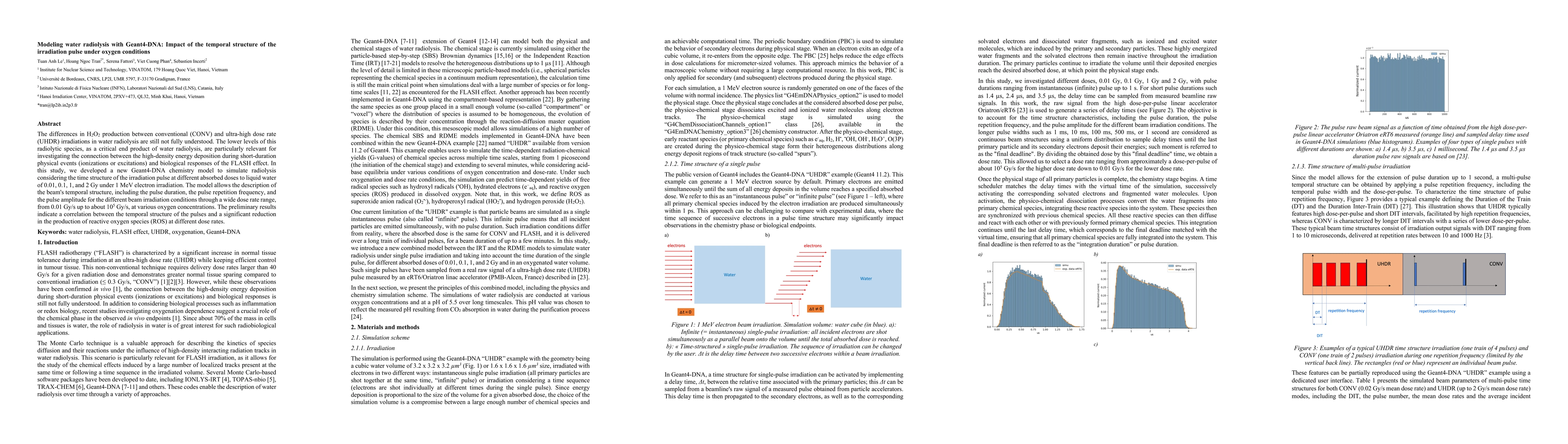 Thumbnail for Modeling water radiolysis with Geant4-DNA: Impact of the temporal
  structure of the irradiation pulse under oxygen conditions