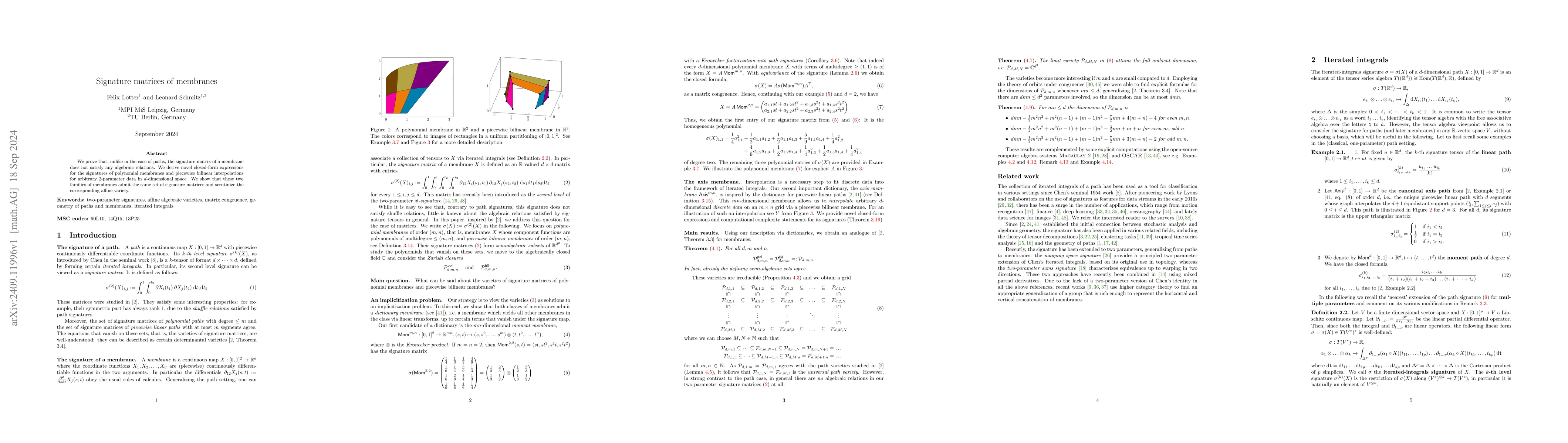 Thumbnail for Signature matrices of membranes