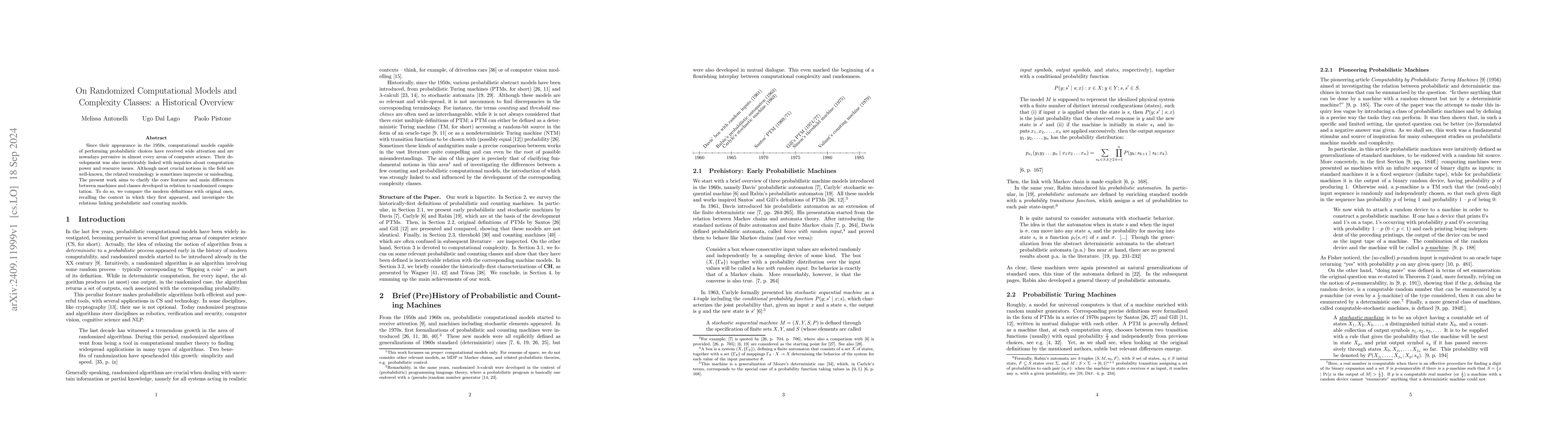 Thumbnail for On Randomized Computational Models and Complexity Classes: a Historical
  Overview