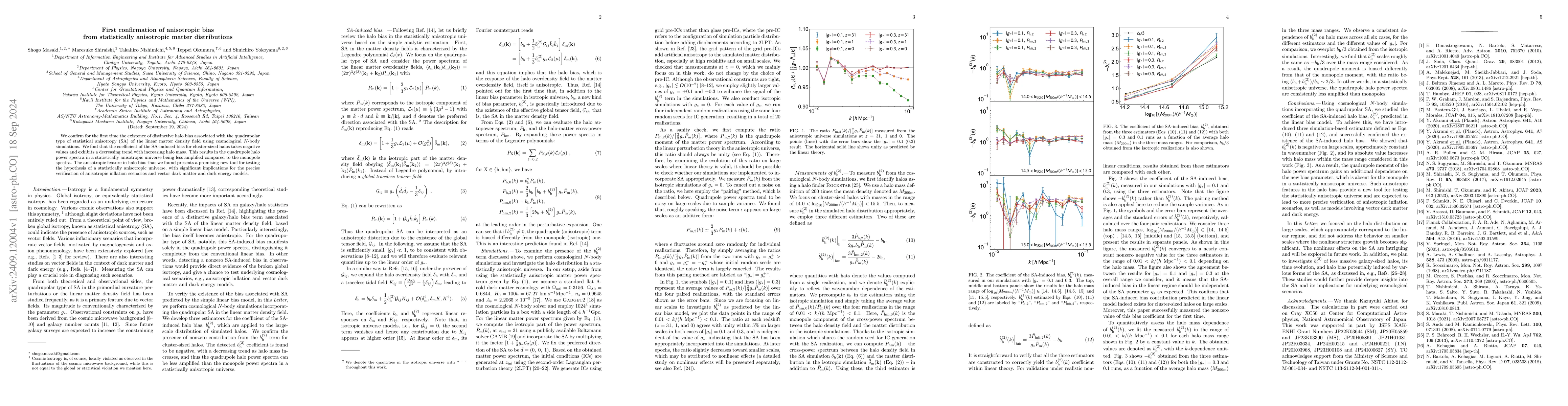 Thumbnail for First confirmation of anisotropic bias from statistically anisotropic
  matter distributions