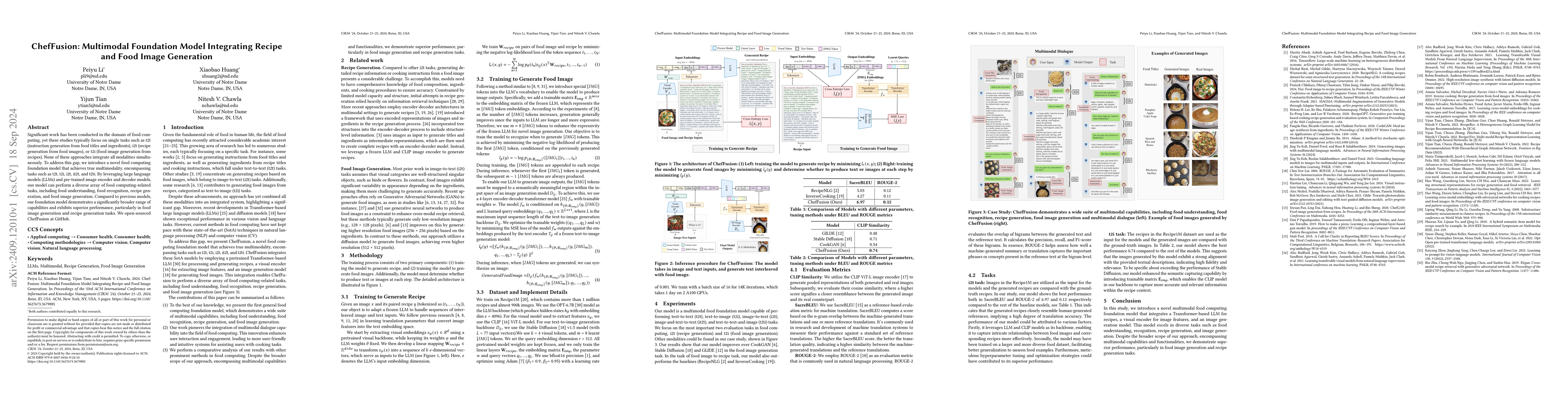 Thumbnail for ChefFusion: Multimodal Foundation Model Integrating Recipe and Food
  Image Generation