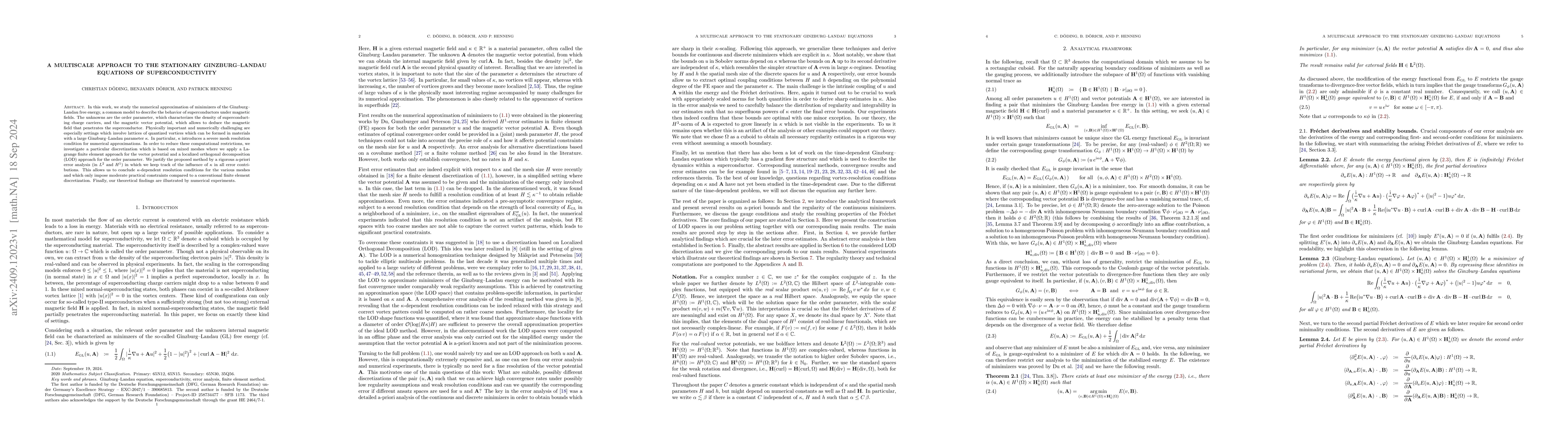 Thumbnail for A multiscale approach to the stationary Ginzburg-Landau equations of
  superconductivity