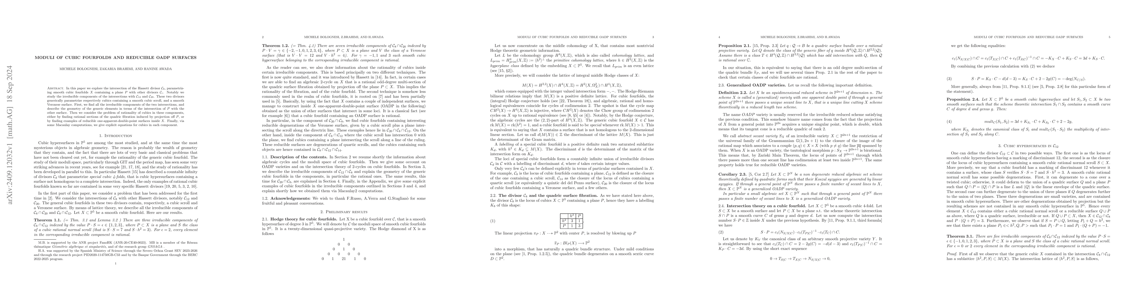 Thumbnail for Moduli of Cubic fourfolds and reducible OADP surfaces