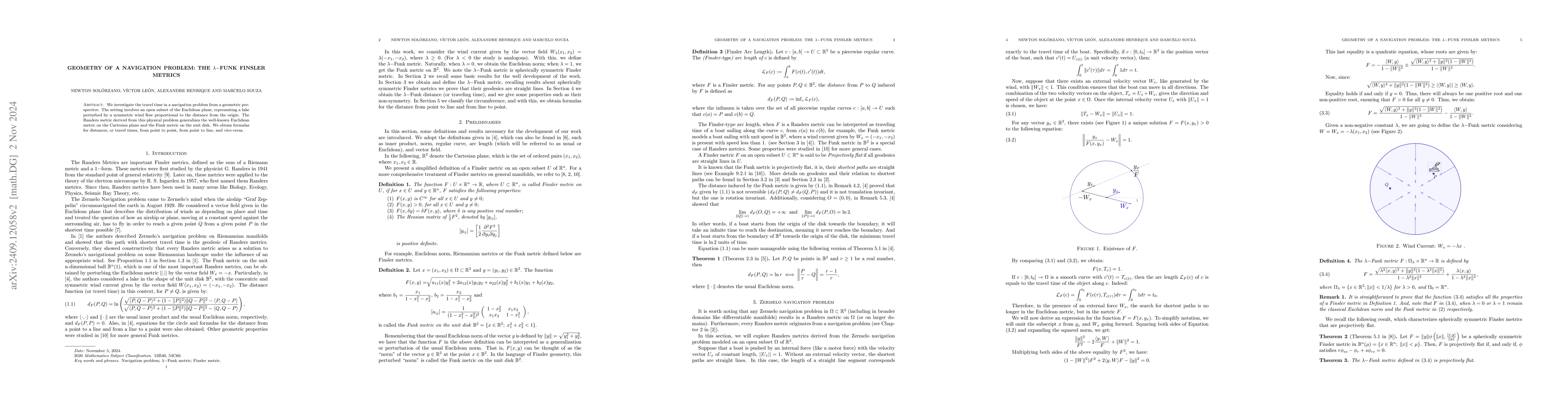 Thumbnail for Geometry of a Navigation problem: The $λ-$Funk Finsler Metrics