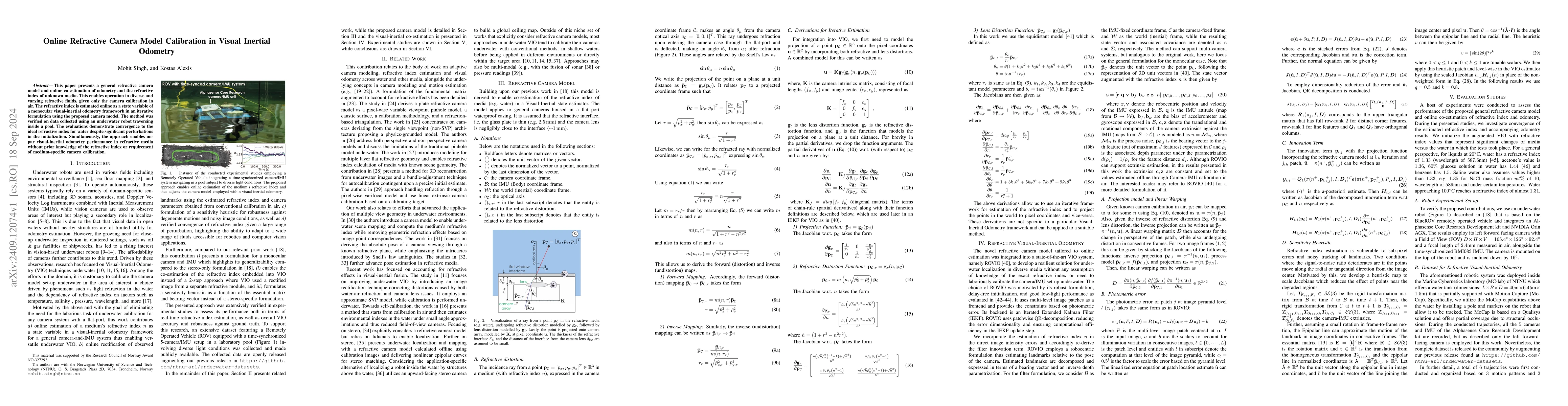 Thumbnail for Online Refractive Camera Model Calibration in Visual Inertial Odometry