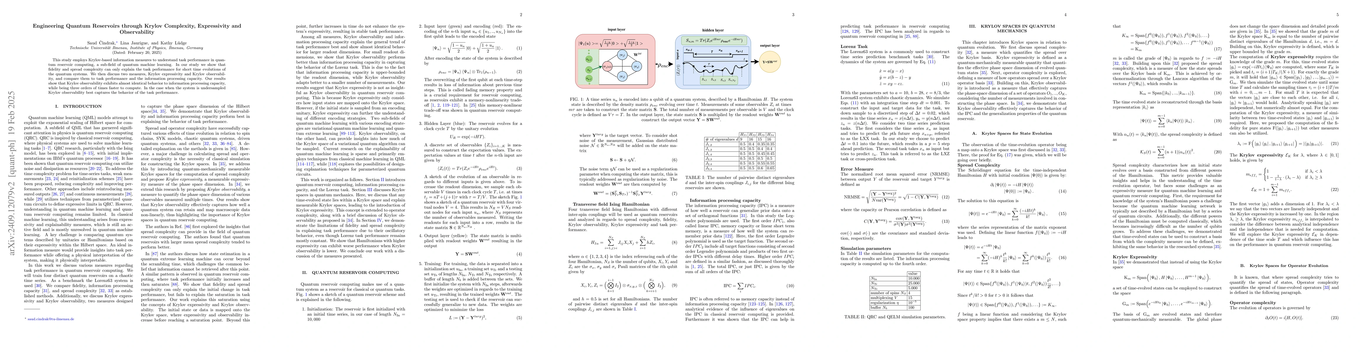 Thumbnail for Engineering Quantum Reservoirs through Krylov Complexity, Expressivity
  and Observability