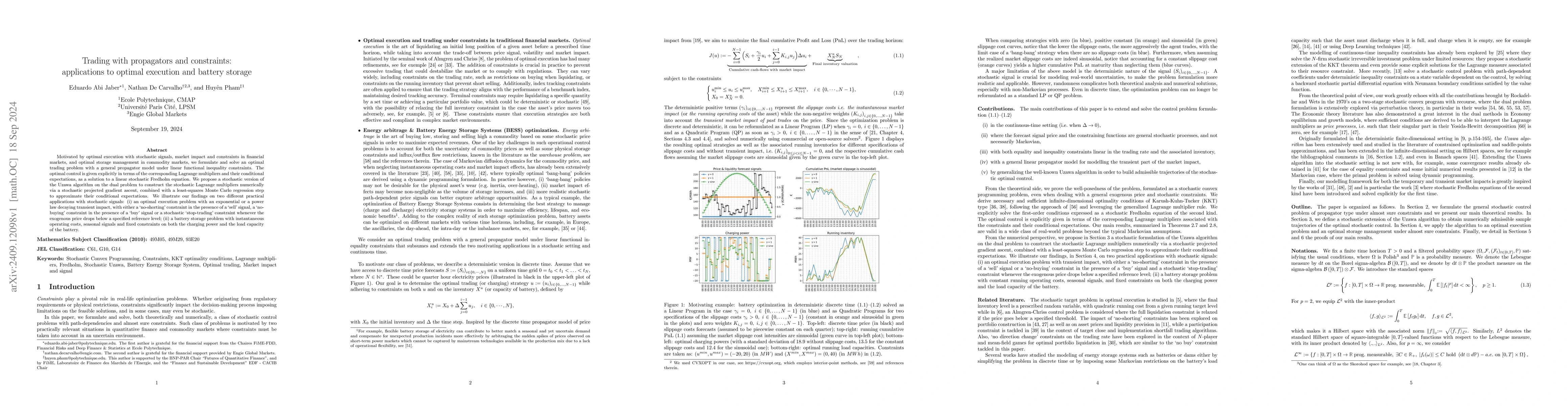 Thumbnail for Trading with propagators and constraints: applications to optimal
  execution and battery storage