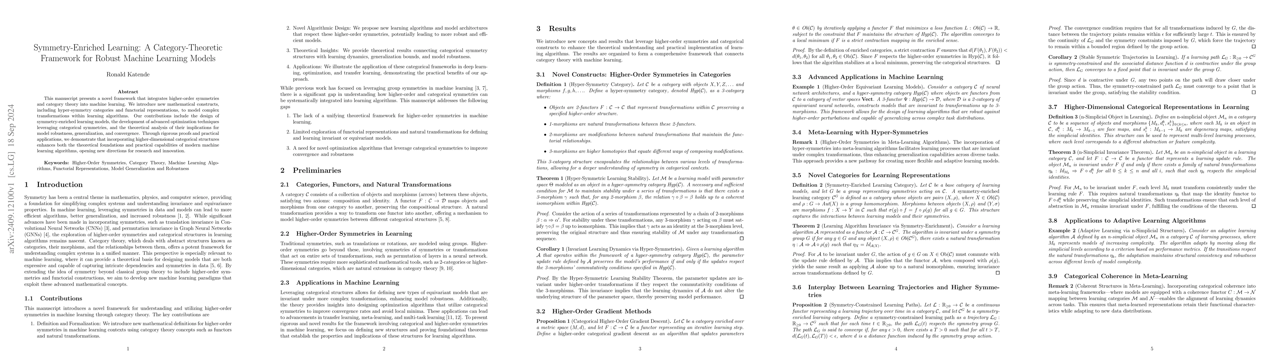 Thumbnail for Symmetry-Enriched Learning: A Category-Theoretic Framework for Robust
  Machine Learning Models