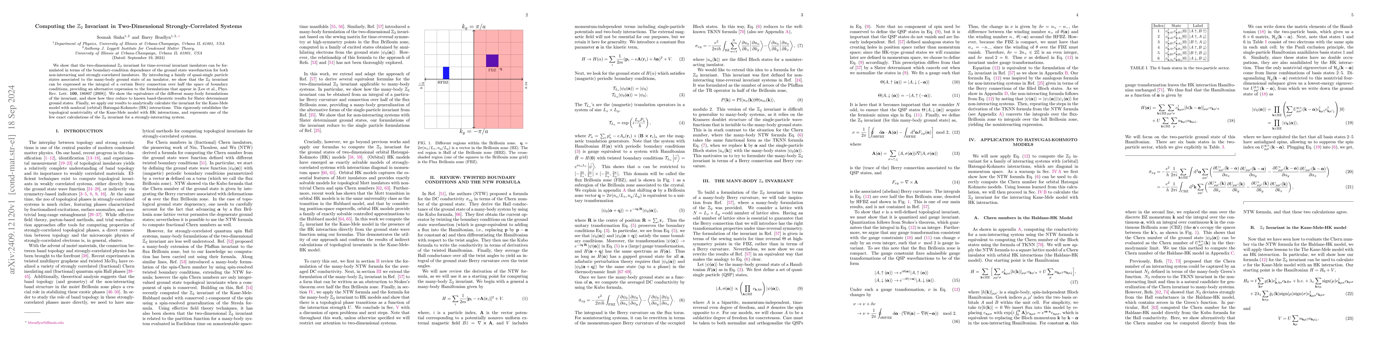 Thumbnail for Computing the $\mathbb{Z}_2$ Invariant in Two-Dimensional
  Strongly-Correlated Systems