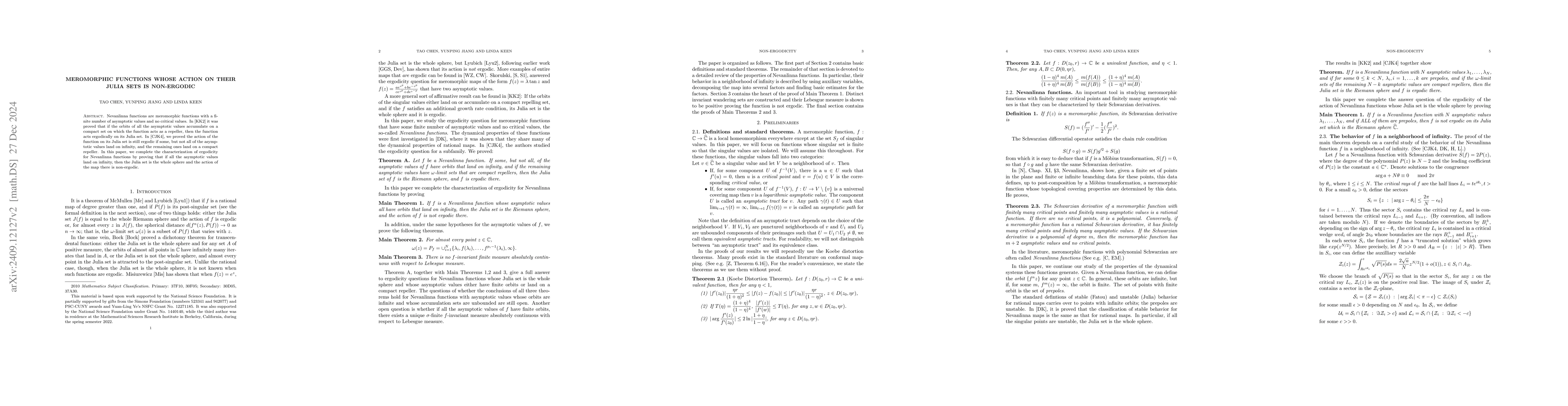 Thumbnail for Meromorphic functions whose action on their Julia sets is Non-Ergodic