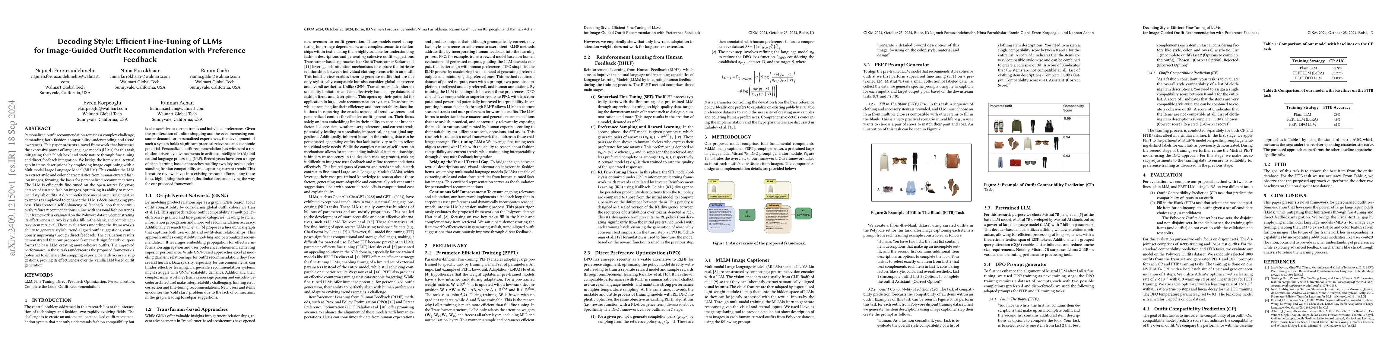 Thumbnail for Decoding Style: Efficient Fine-Tuning of LLMs for Image-Guided Outfit
  Recommendation with Preference