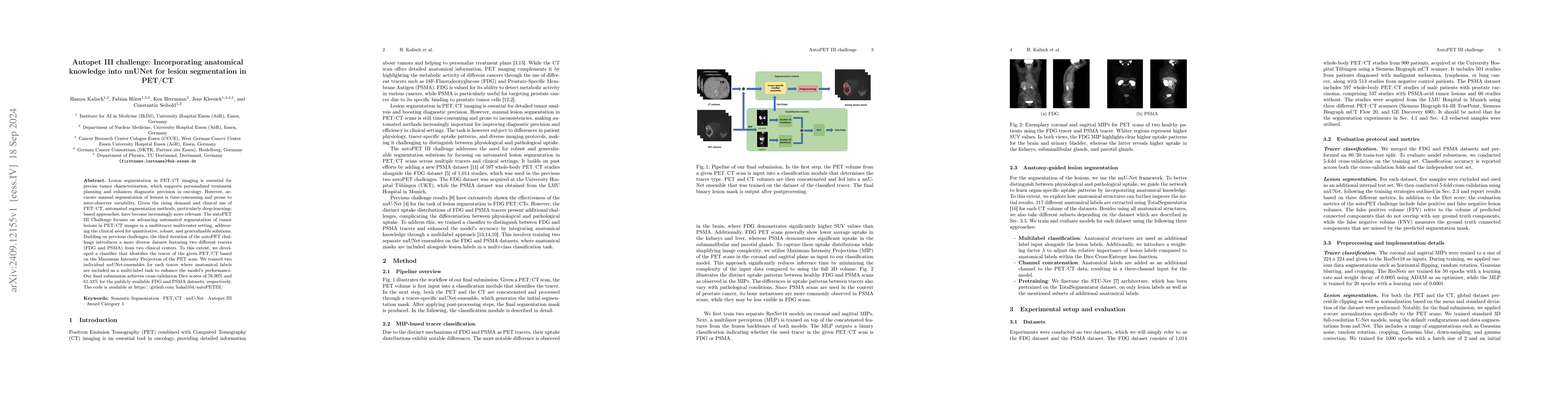 Thumbnail for Autopet III challenge: Incorporating anatomical knowledge into nnUNet
  for lesion segmentation in PET/CT