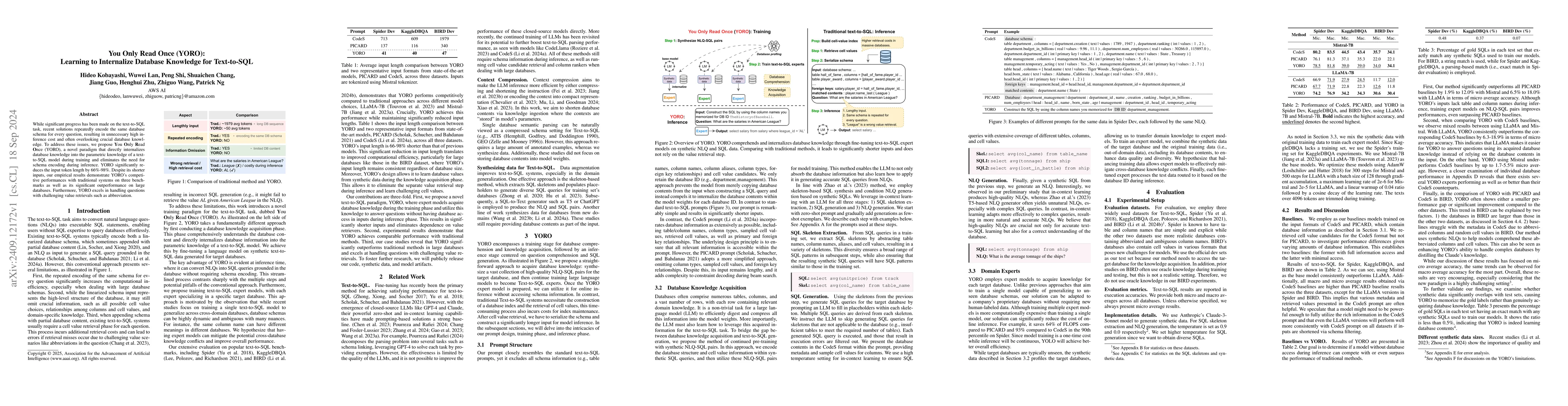 Thumbnail for You Only Read Once (YORO): Learning to Internalize Database Knowledge
  for Text-to-SQL