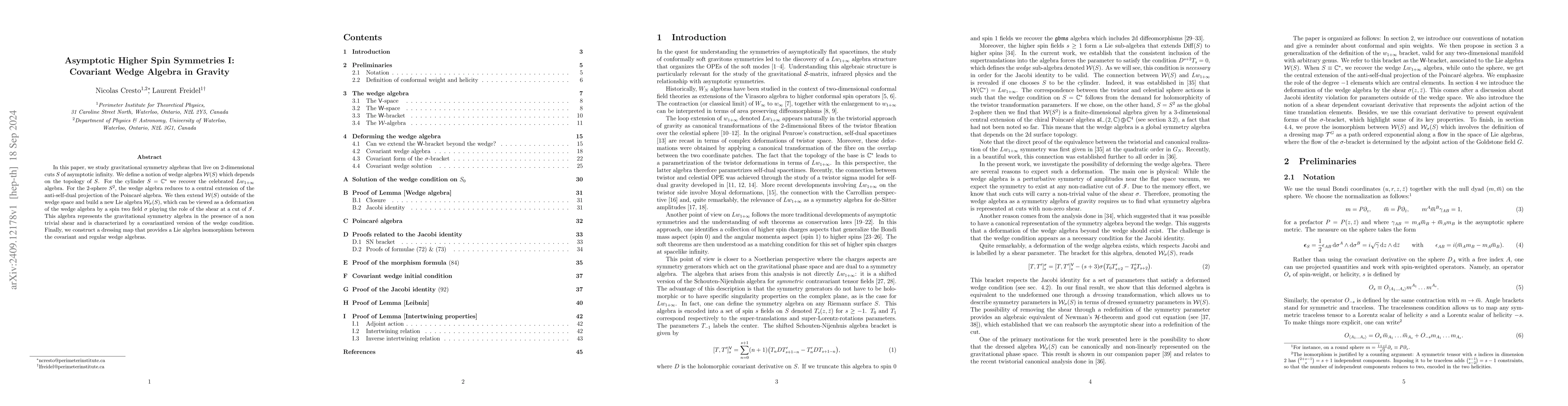 Thumbnail for Asymptotic Higher Spin Symmetries I: Covariant Wedge Algebra in Gravity