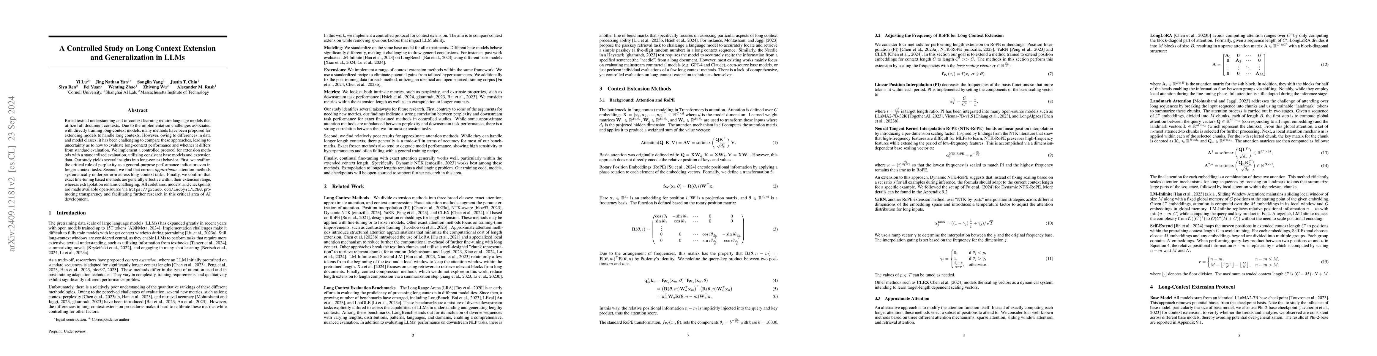 Thumbnail for A Controlled Study on Long Context Extension and Generalization in LLMs