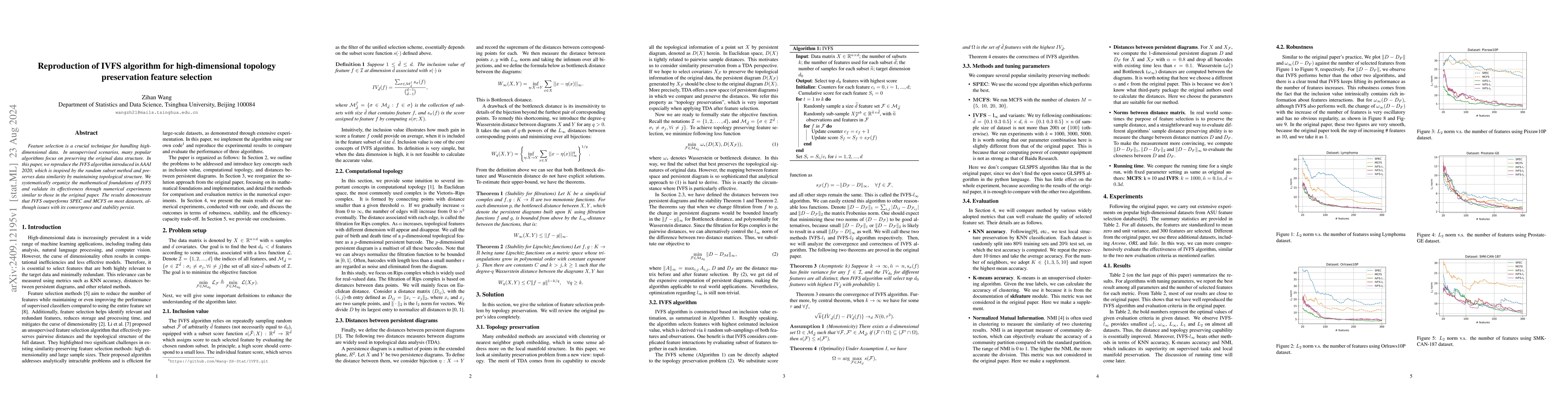 Thumbnail for Reproduction of IVFS algorithm for high-dimensional topology
  preservation feature selection