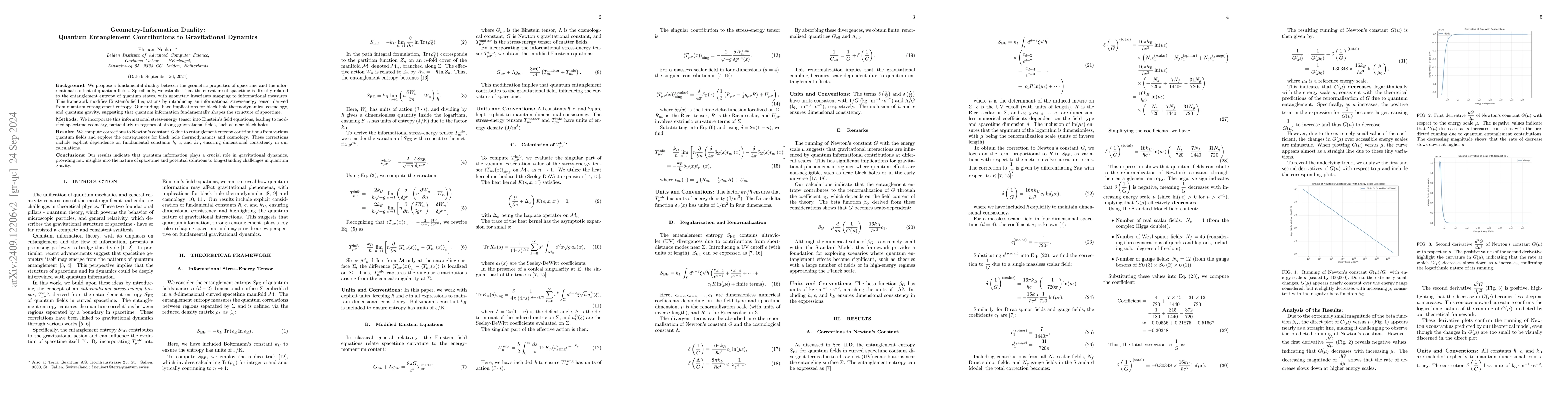 Thumbnail for Geometry-Information Duality: Quantum Entanglement Contributions to
  Gravitational Dynamics