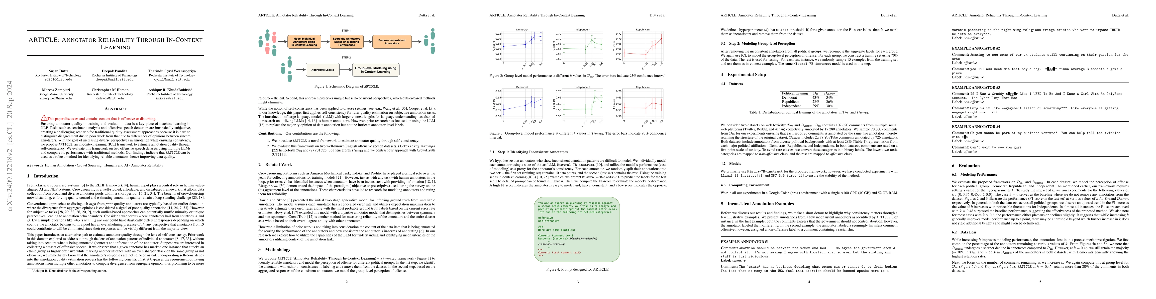 Thumbnail for ARTICLE: Annotator Reliability Through In-Context Learning