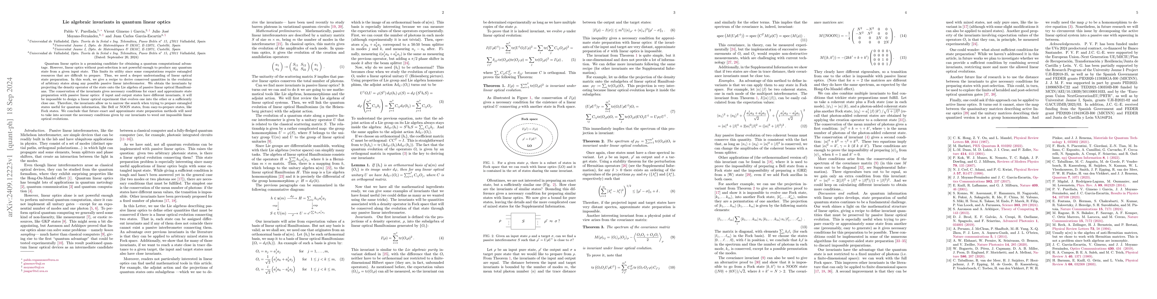 Thumbnail for Lie algebraic invariants in quantum linear optics