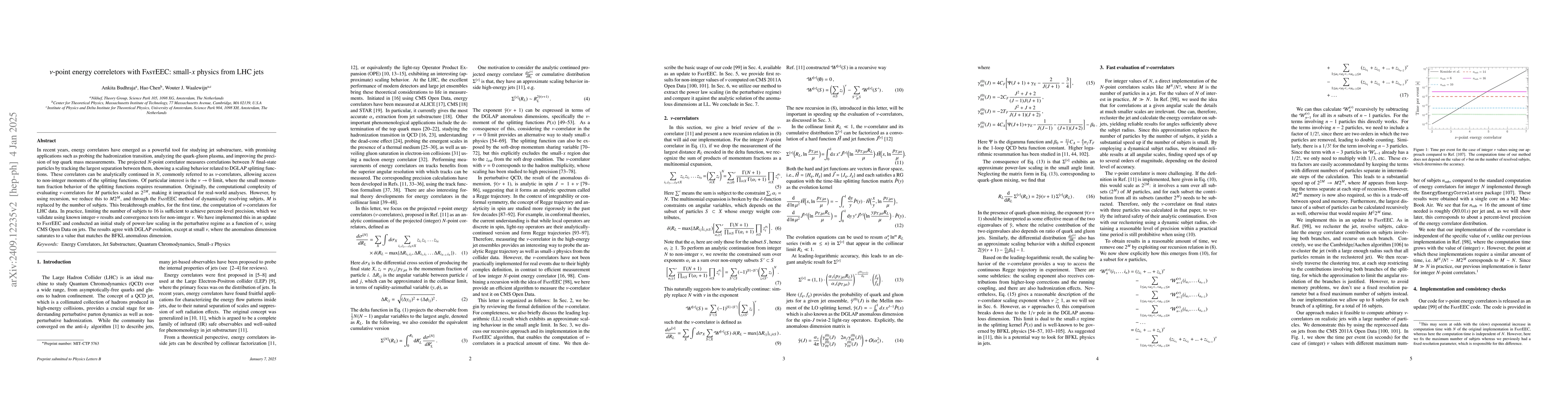 Thumbnail for $ν$-point energy correletors with FastEEC: small-$x$ physics from LHC
  jets