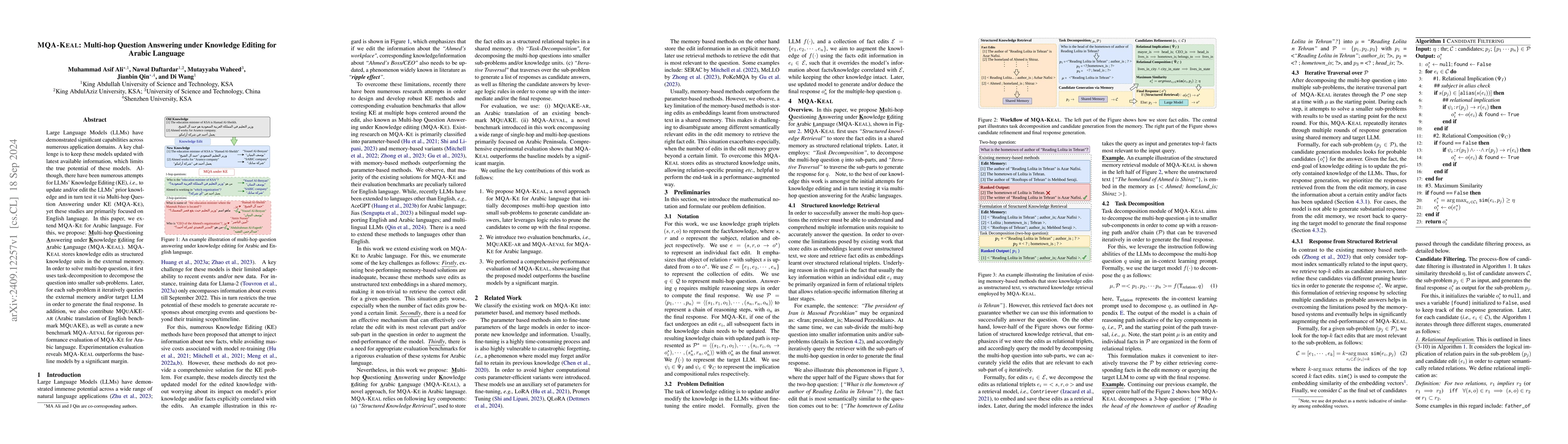 Thumbnail for MQA-KEAL: Multi-hop Question Answering under Knowledge Editing for
  Arabic Language
