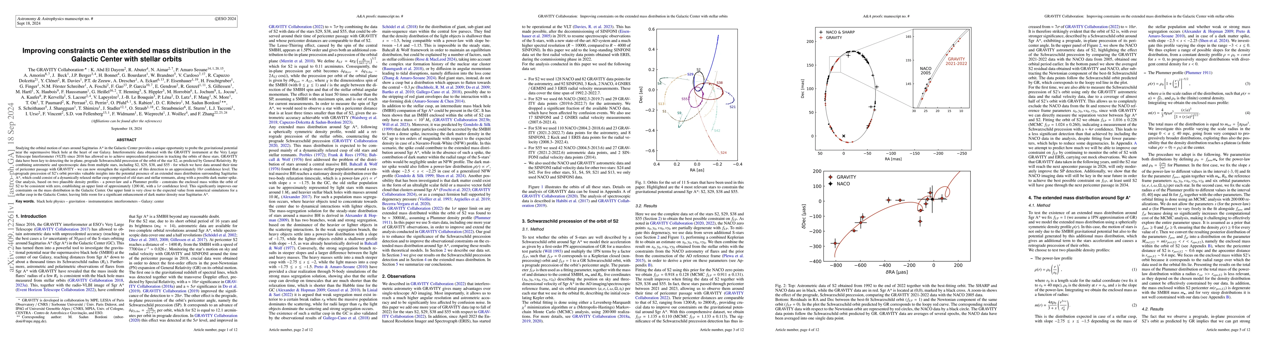 Thumbnail for Improving constraints on the extended mass distribution in the Galactic
  Center with stellar orbits