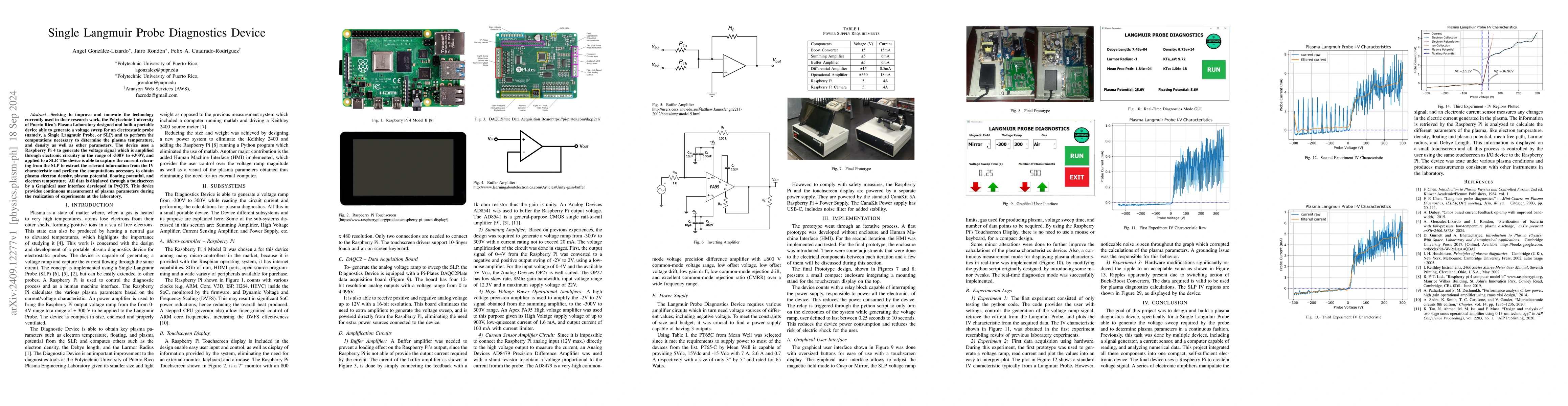 Thumbnail for Single Langmuir Probe Diagnostics Device