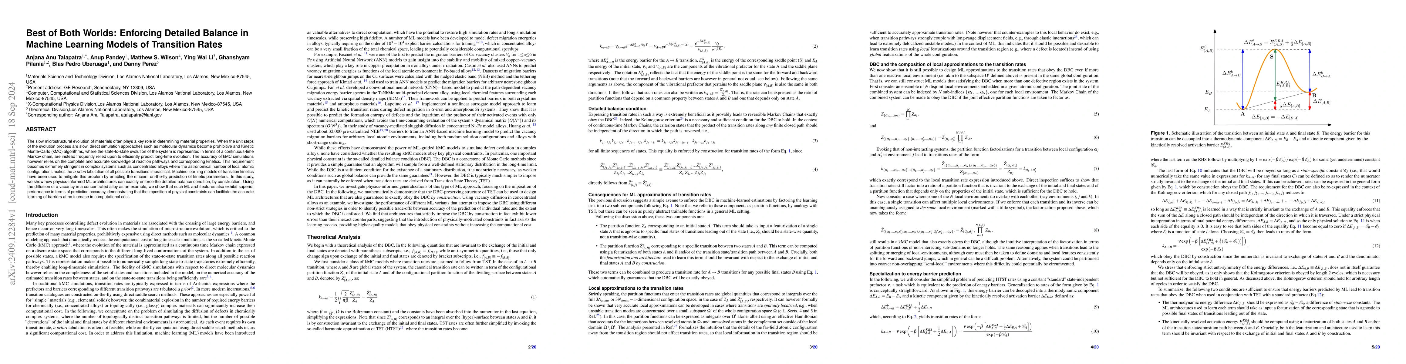 Thumbnail for Best of Both Worlds: Enforcing Detailed Balance in Machine Learning
  Models of Transition Rates