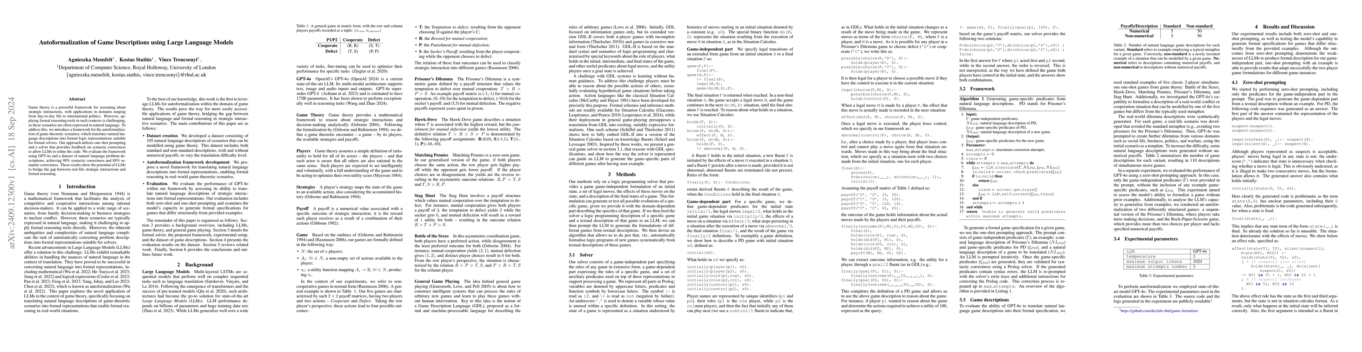 Thumbnail for Autoformalization of Game Descriptions using Large Language Models