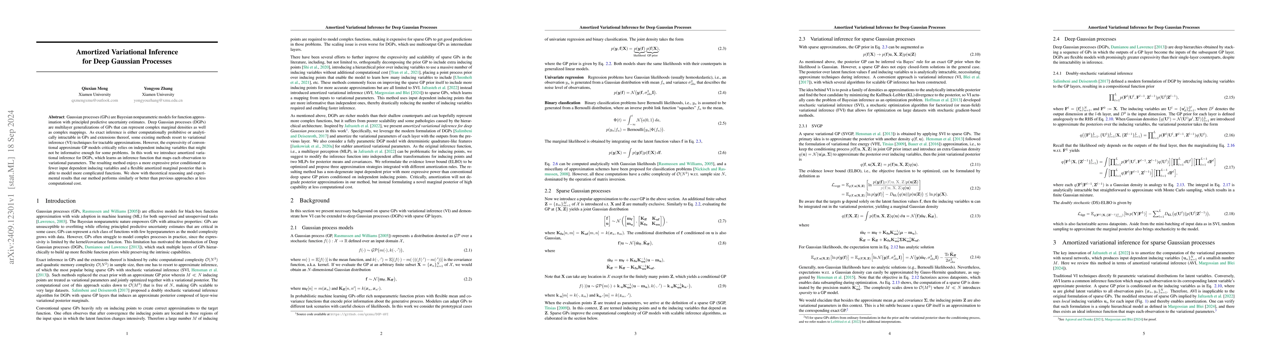Thumbnail for Amortized Variational Inference for Deep Gaussian Processes