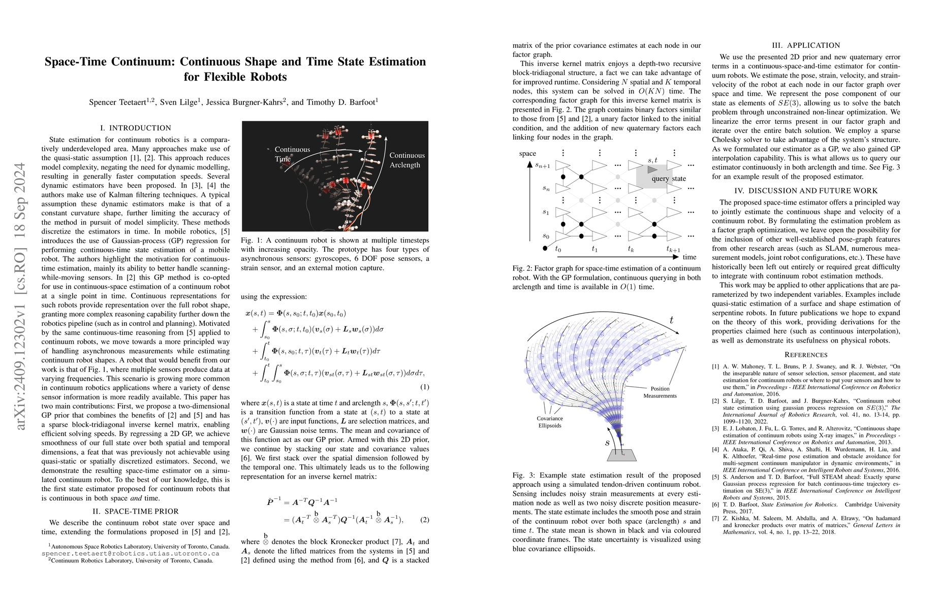 Thumbnail for Space-Time Continuum: Continuous Shape and Time State Estimation for
  Flexible Robots