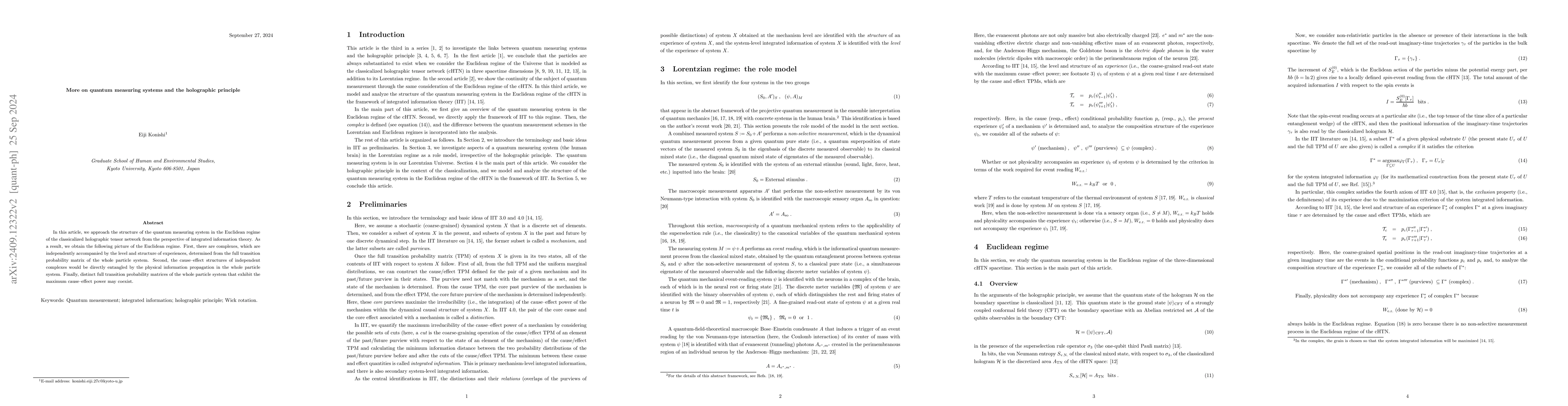 Thumbnail for More on quantum measuring systems and the holographic principle