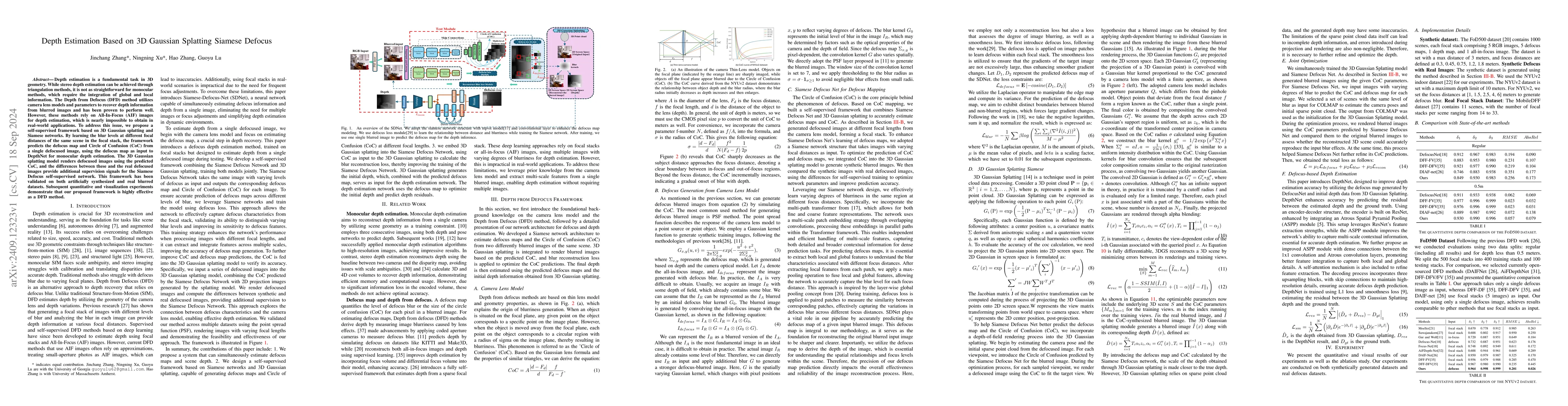 Thumbnail for Depth Estimation Based on 3D Gaussian Splatting Siamese Defocus