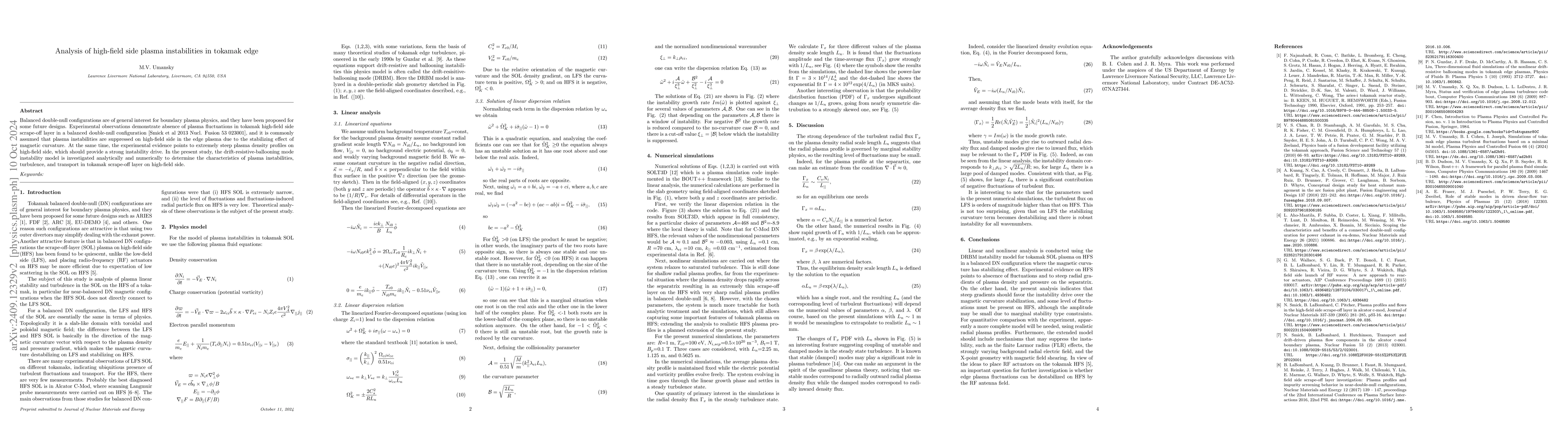 Thumbnail for Analysis of high-field side plasma instabilities in tokamak edge