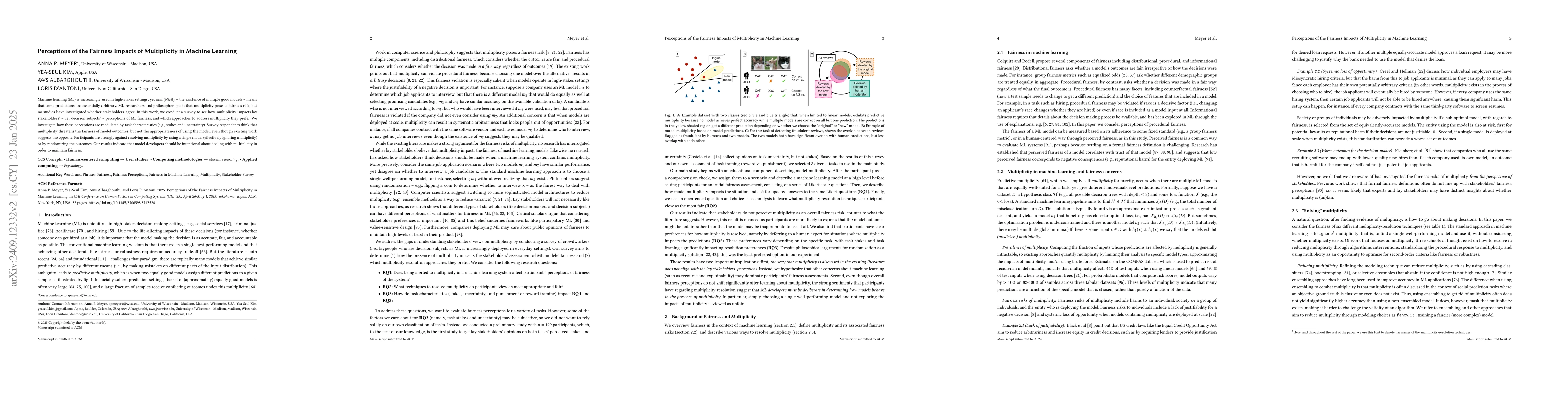 Thumbnail for Perceptions of the Fairness Impacts of Multiplicity in Machine Learning