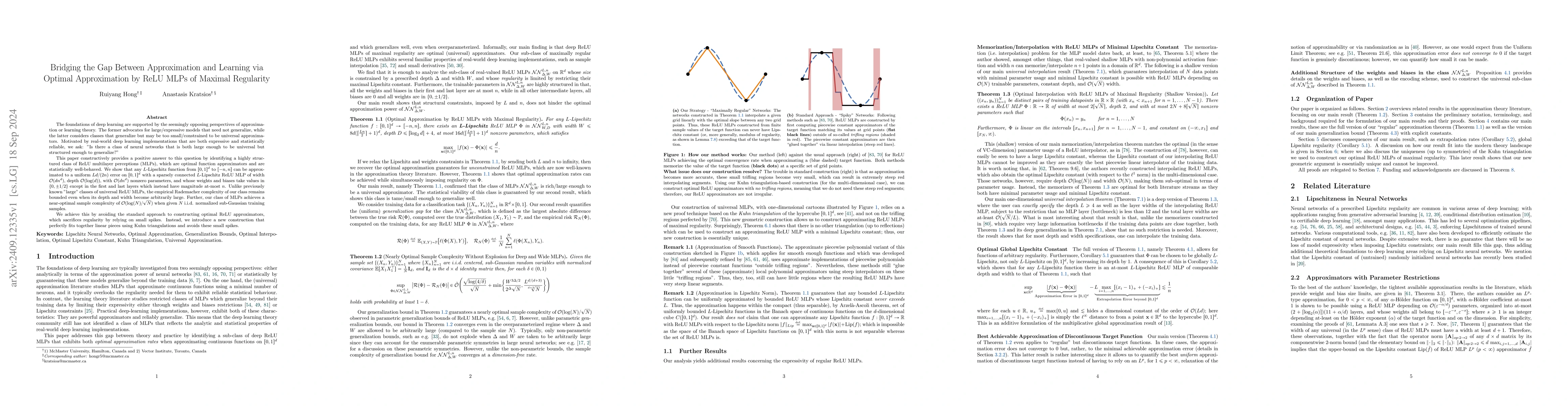 Thumbnail for Bridging the Gap Between Approximation and Learning via Optimal
  Approximation by ReLU MLPs of Maximal Regularity
