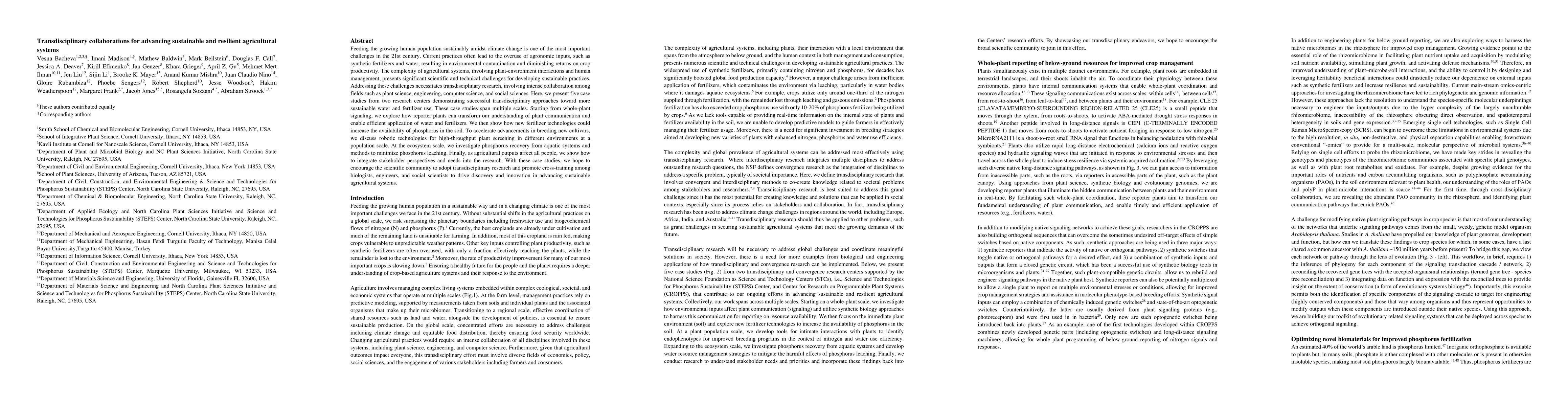 Thumbnail for Transdisciplinary collaborations for advancing sustainable and resilient
  agricultural systems
