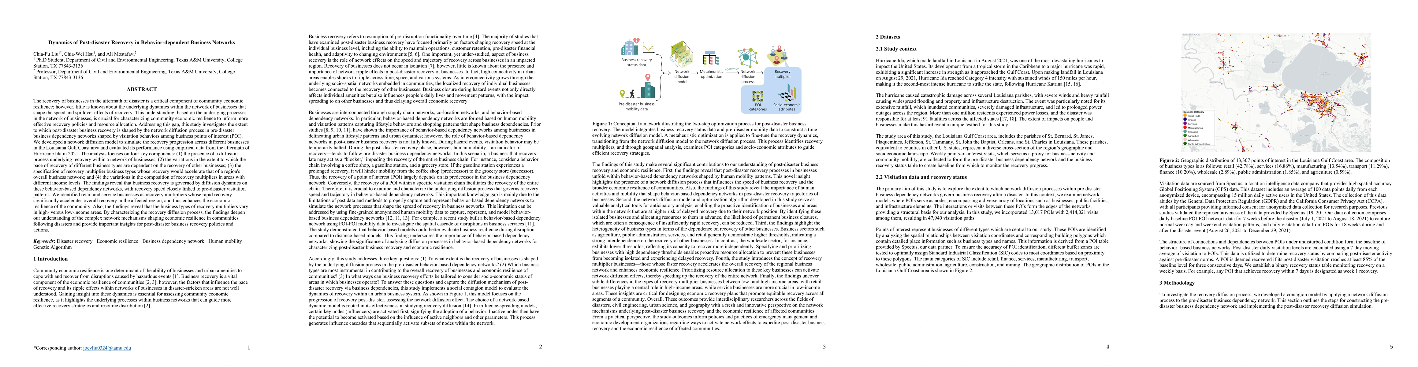 Thumbnail for Dynamics of Post-disaster Recovery in Behavior-dependent Business
  Networks
