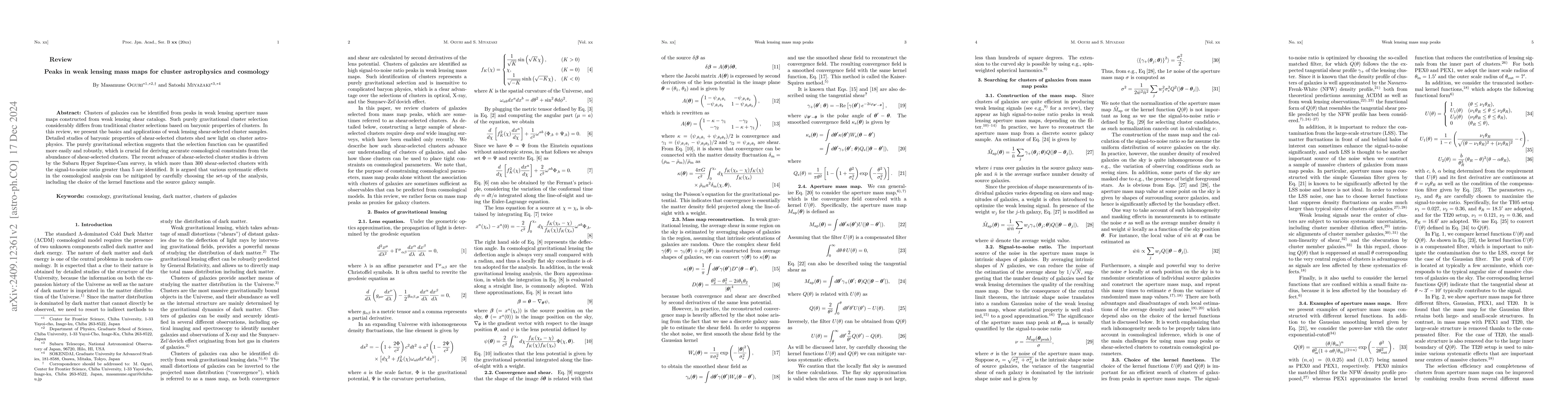 Thumbnail for Peaks in weak lensing mass maps for cluster astrophysics and cosmology